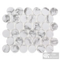 Marble Look Recycled Concaved Round Glass Mosaic Tile